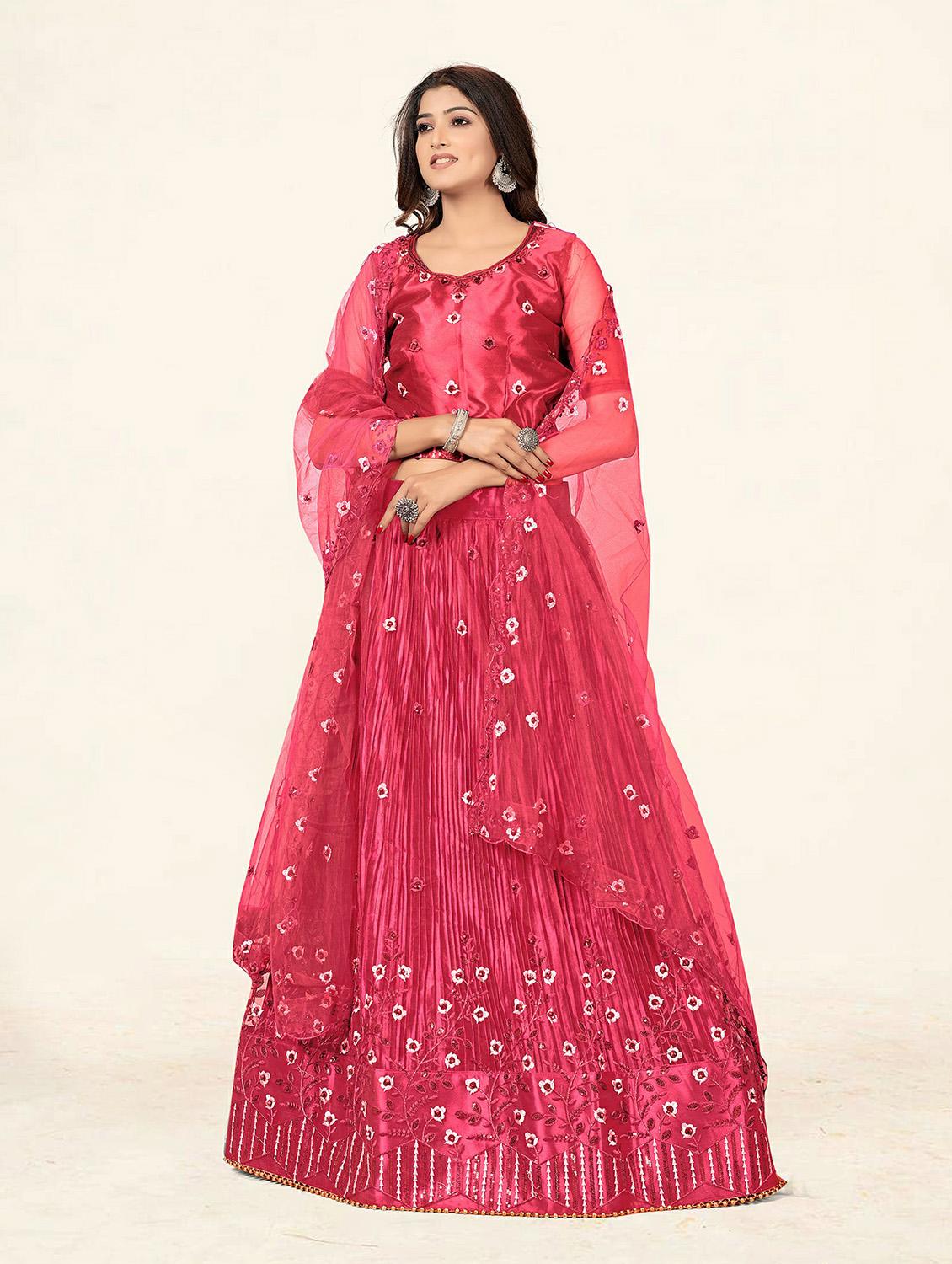 pink net aline lehenga - 19304672 -  Standard Image - 1