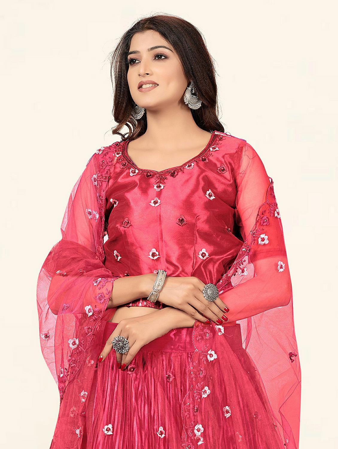 pink net aline lehenga - 19304672 - Standard Image - 4