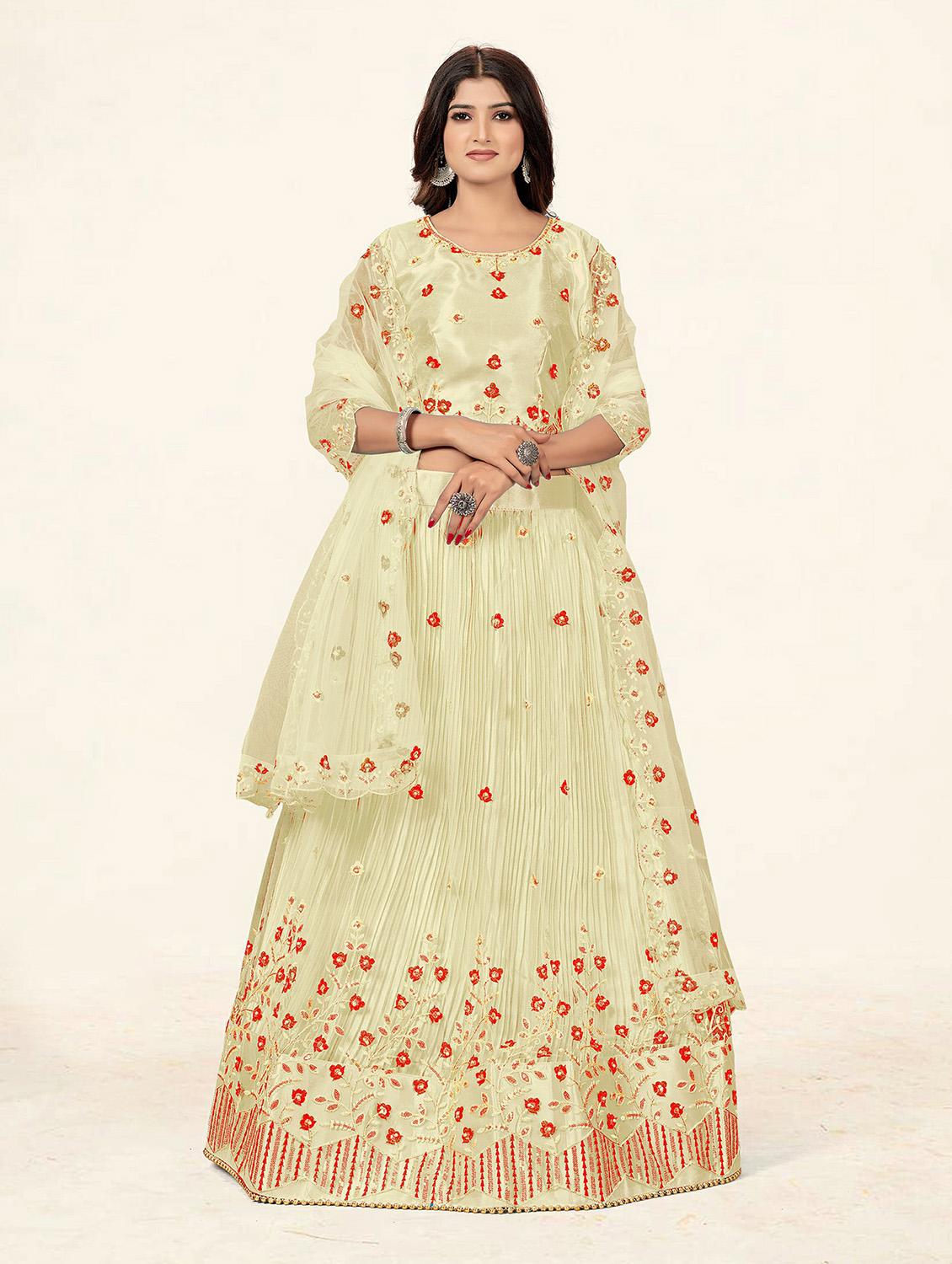 beige a-line lehenga - 19304675 - Standard Image - 1