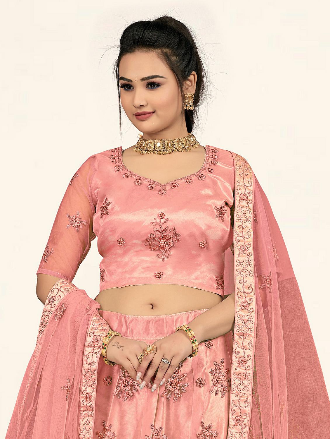 peach a-line lehenga - 19304689 - Standard Image - 4