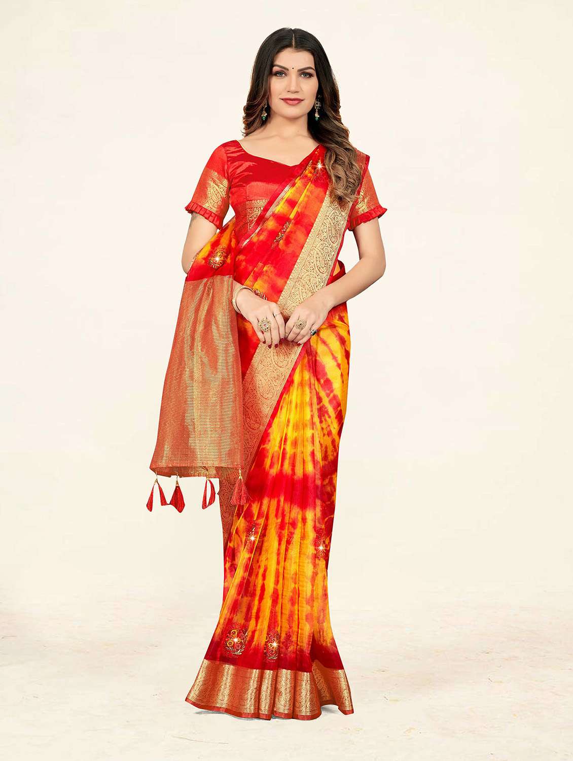 self design printed woven saree - 19304725 - Standard Image - 1