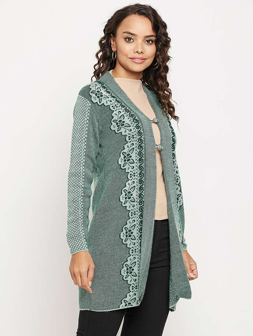 self design wool blend cardigan - 19304783 -  Standard Image - 1