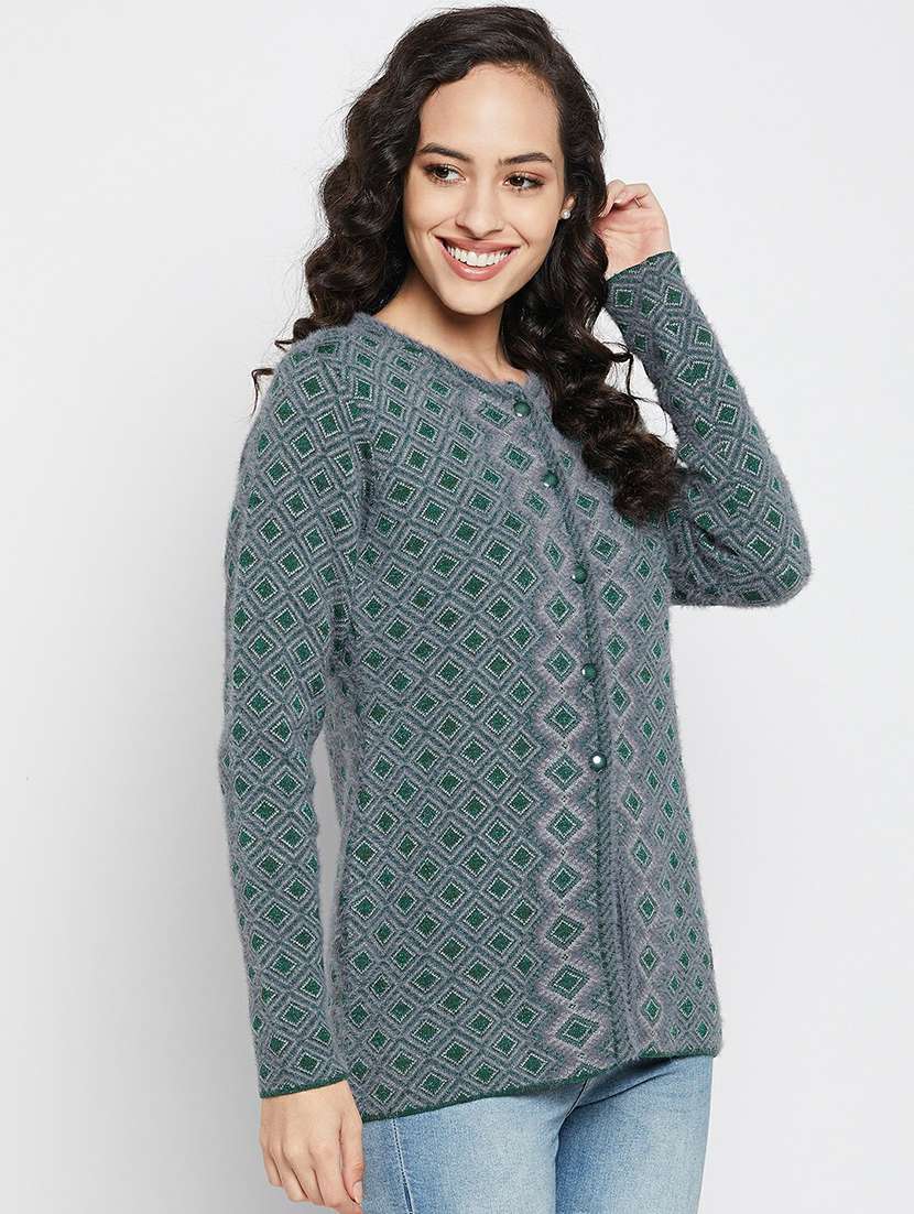 self design wool blend cardigan - 19304796 -  Standard Image - 1