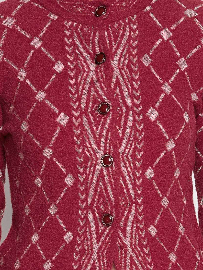 self design wool blend cardigan - 19304801 - Standard Image - 4