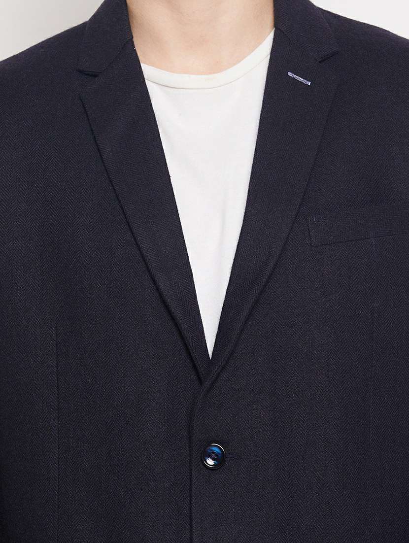 navy blue solid casual blazer - 19304876 -  Standard Image - 4
