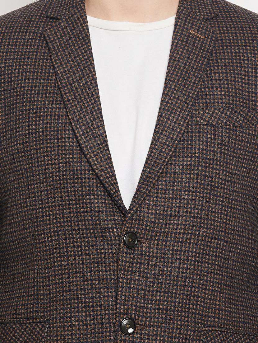 brown self designed casual blazer - 19304881 -  Standard Image - 4