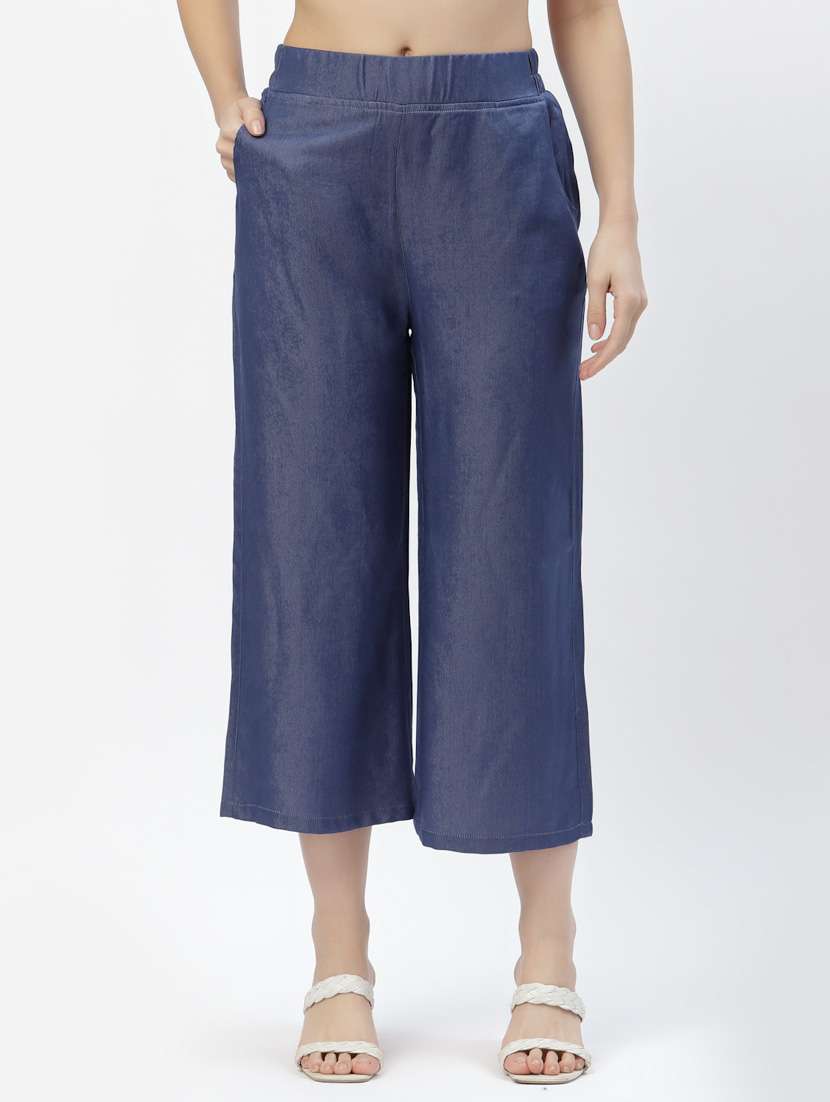blue solid palazzo