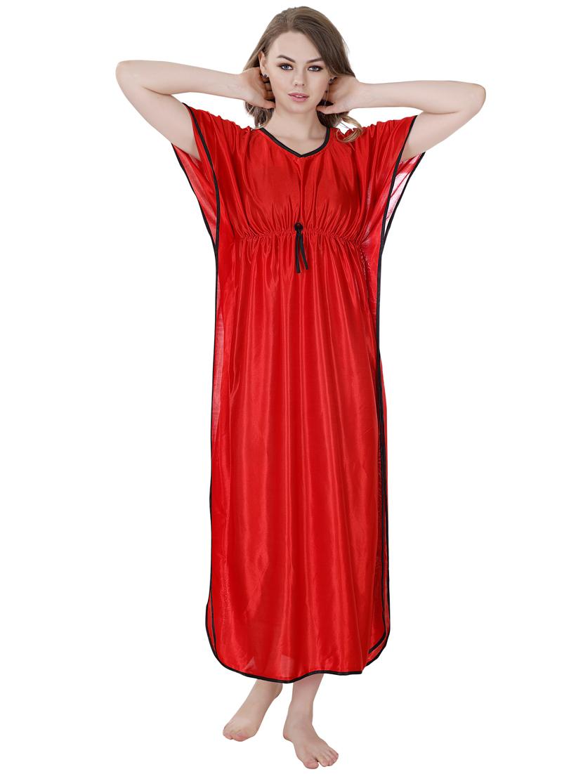 red solid satin nighty - 19313228 -  Standard Image - 1
