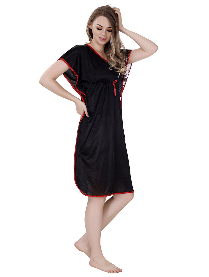 satin solid short nighty - 19313237 -  Standard Image - 1