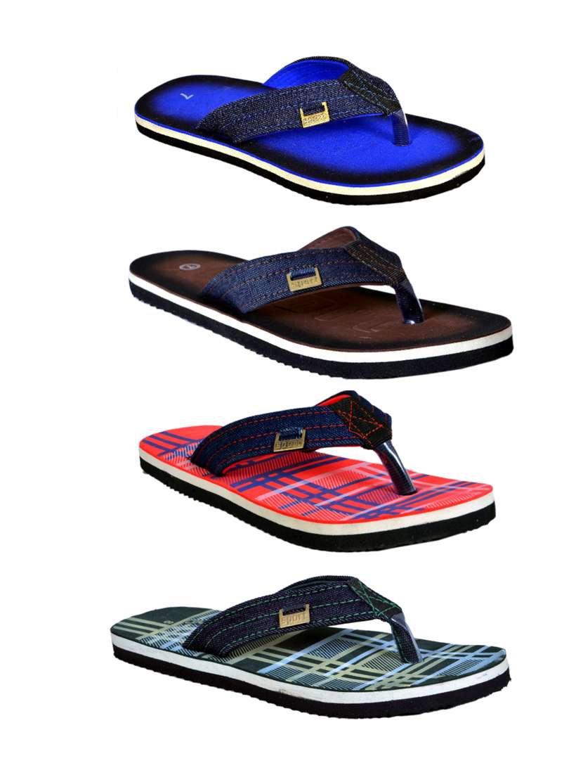 mens pack of 4 printed flip flop