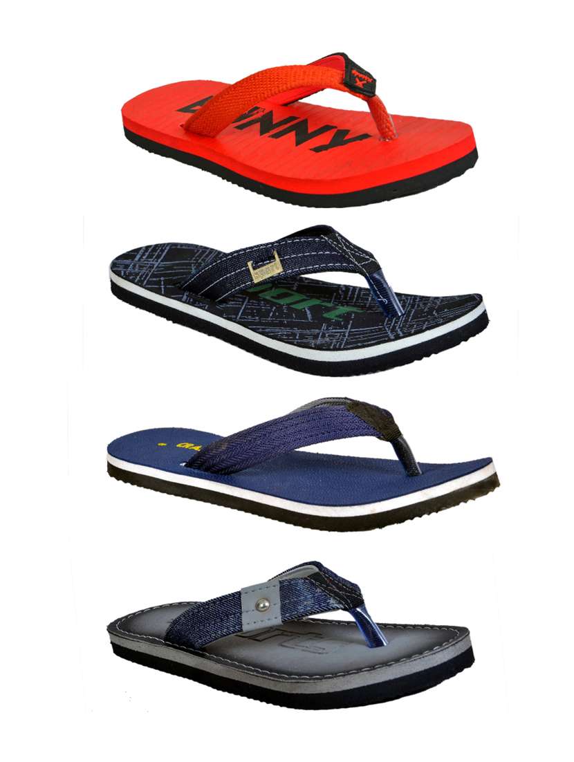 mens pack of 4 printed flip flop