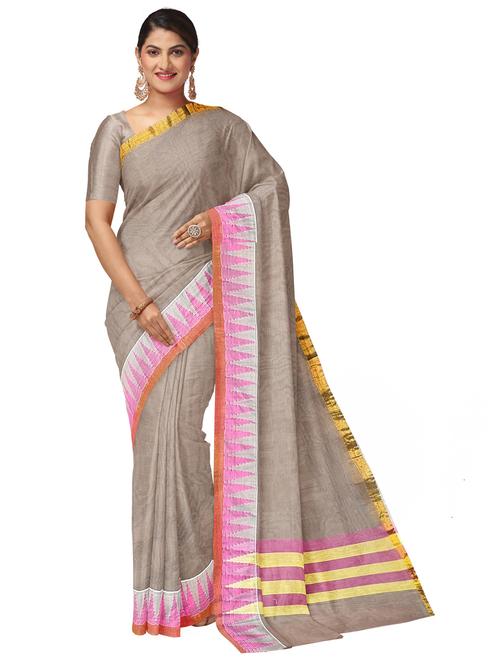 women's bordered white colored saree with blouse - 19313541 -  Standard Image - 0