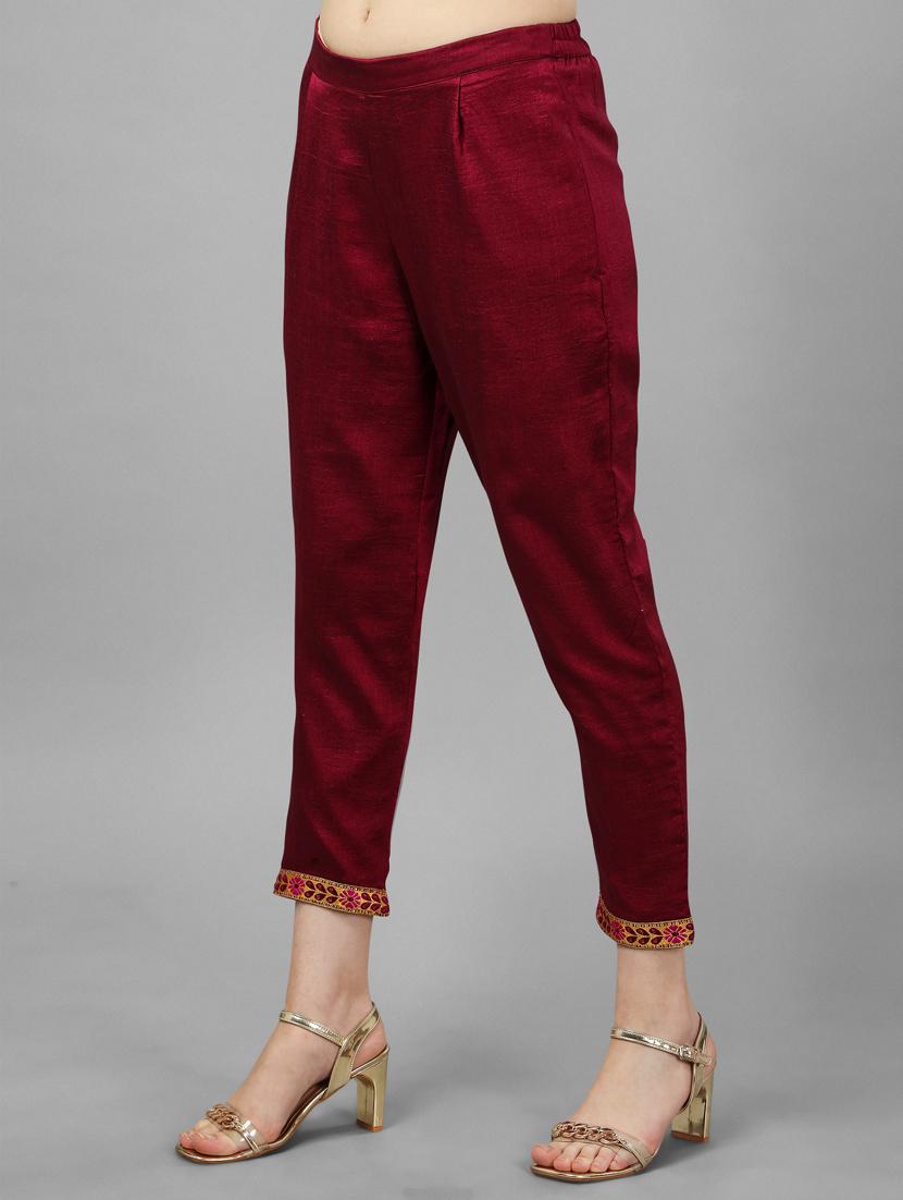 red silk kurta pant set - 19313573 - Standard Image - 4