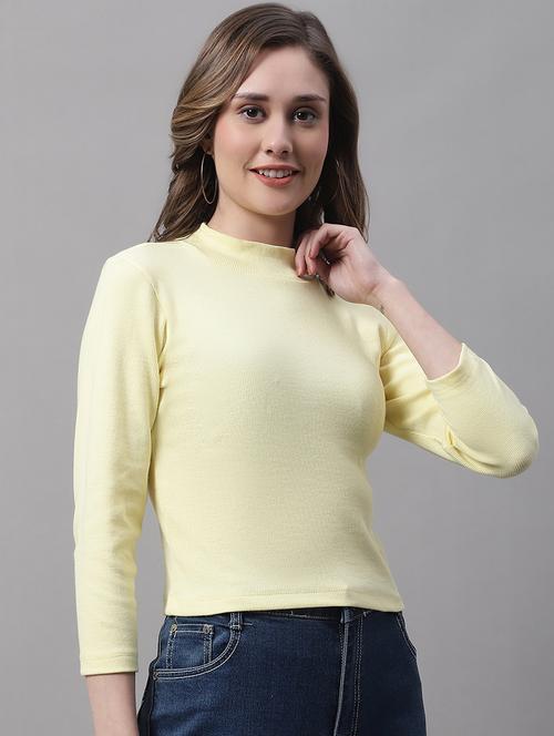 women solid mock neck long sleeves top - 19313761 - Standard Image - 0