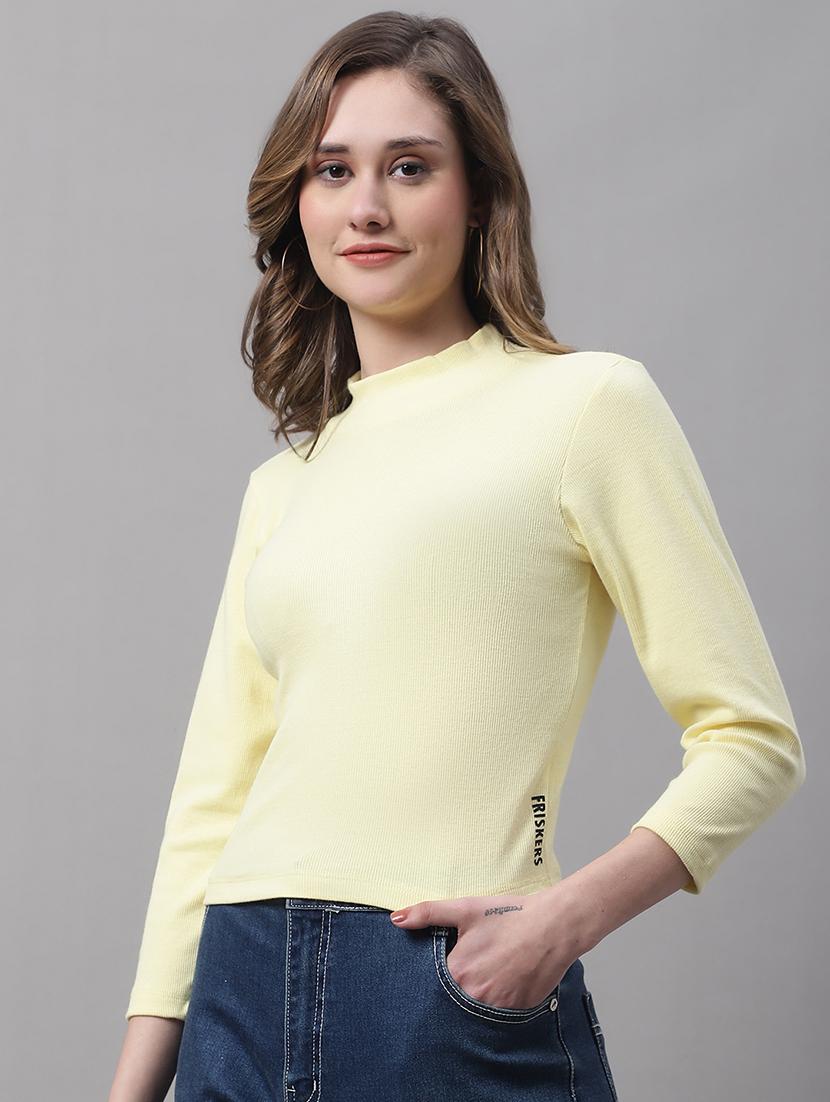women solid mock neck long sleeves top - 19313761 - Standard Image - 1
