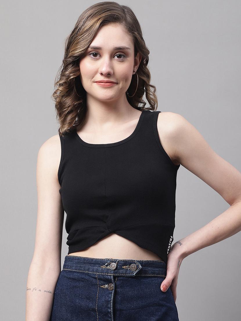women's crop round neck top - 19313779 -  Zoom Image - 0