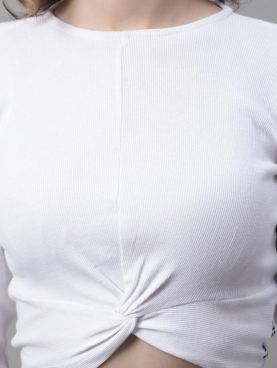 women's crop round neck top - 19313783 - Standard Image - 4
