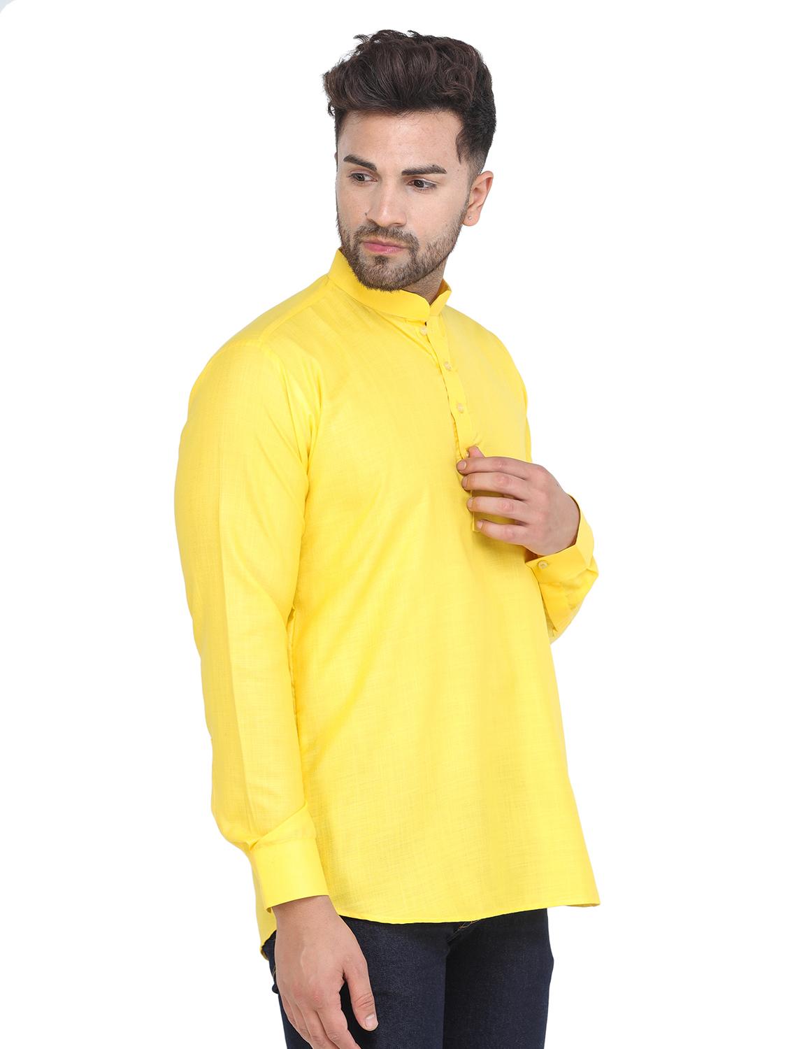 mandarin neck solid short kurta - 19313831 - Standard Image - 1