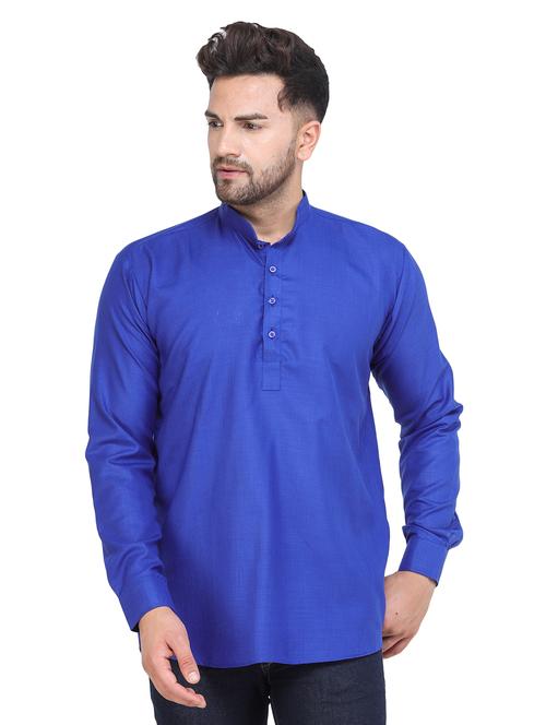 mandarin neck solid short kurta - 19313833 - Standard Image - 0