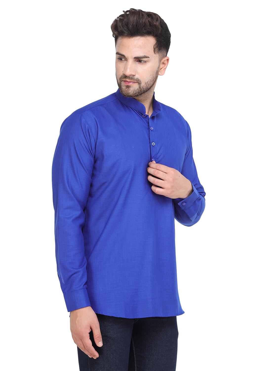 mandarin neck solid short kurta - 19313833 - Standard Image - 1