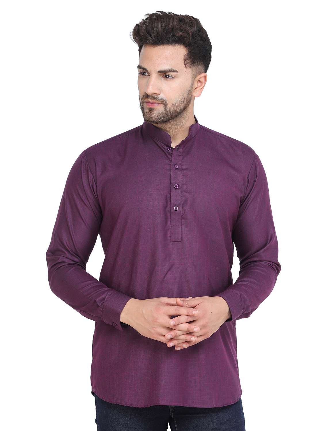 mandarin neck solid short kurta