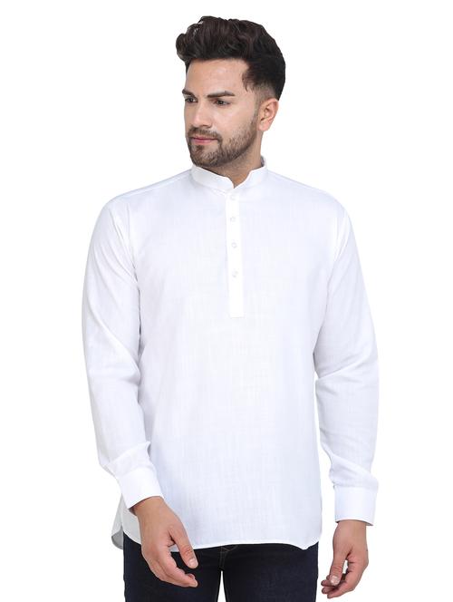 mandarin neck solid short kurta - 19313839 - Standard Image - 0