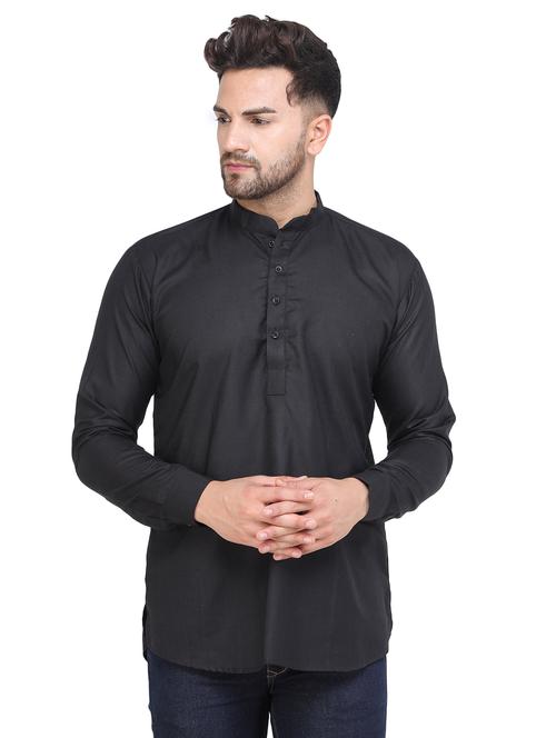 mandarin neck solid short kurta - 19313840 - Standard Image - 0