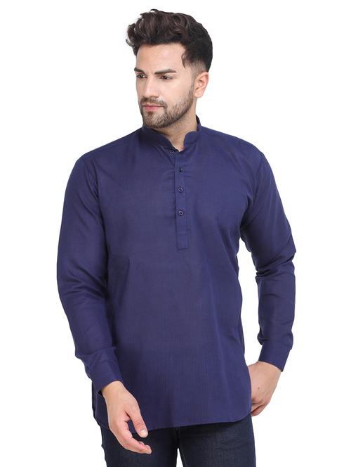 mandarin neck solid short kurta - 19313841 -  Standard Image - 0