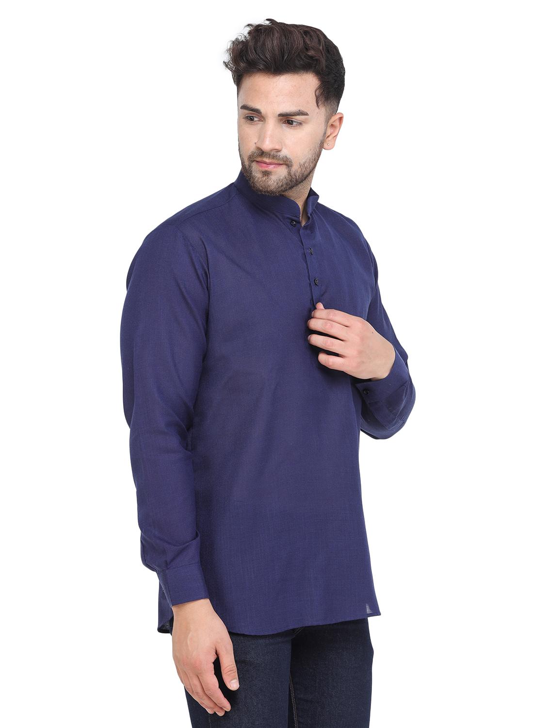 mandarin neck solid short kurta - 19313841 - Standard Image - 1