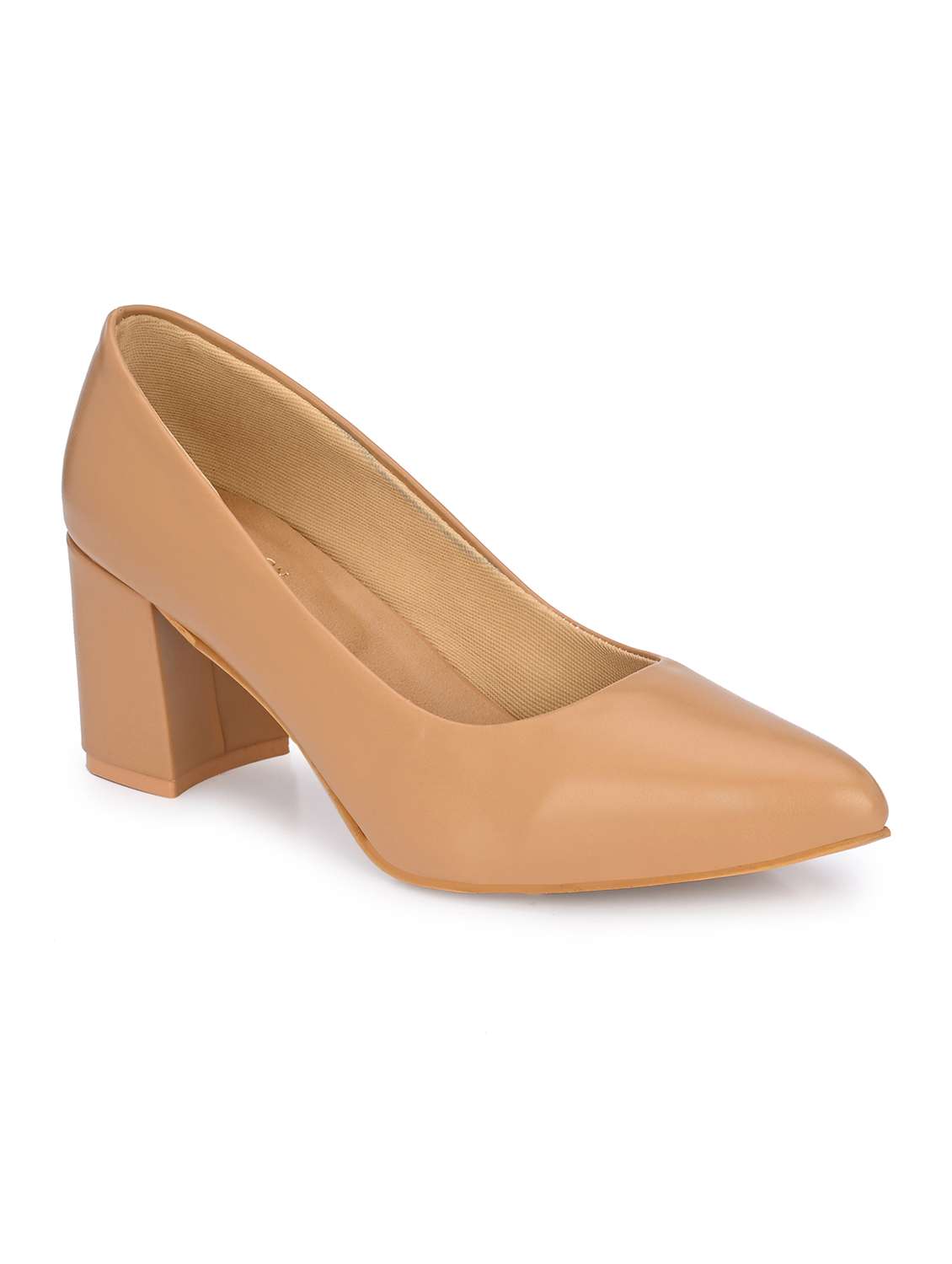 beige synthetic slip on pumps - 19313853 -  Standard Image - 1