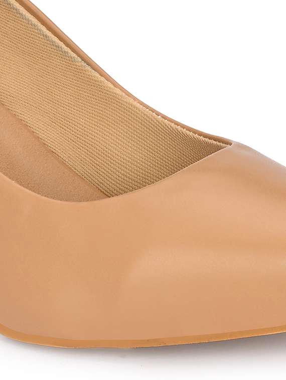 beige synthetic slip on pumps - 19313853 -  Standard Image - 4