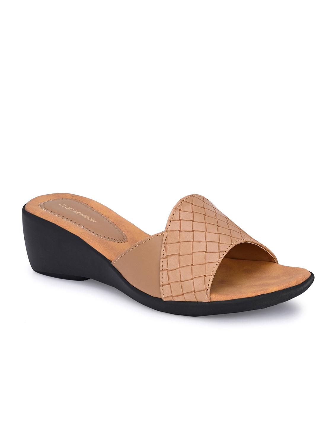 tan synthetic slip on sandals - 19313858 -  Standard Image - 1