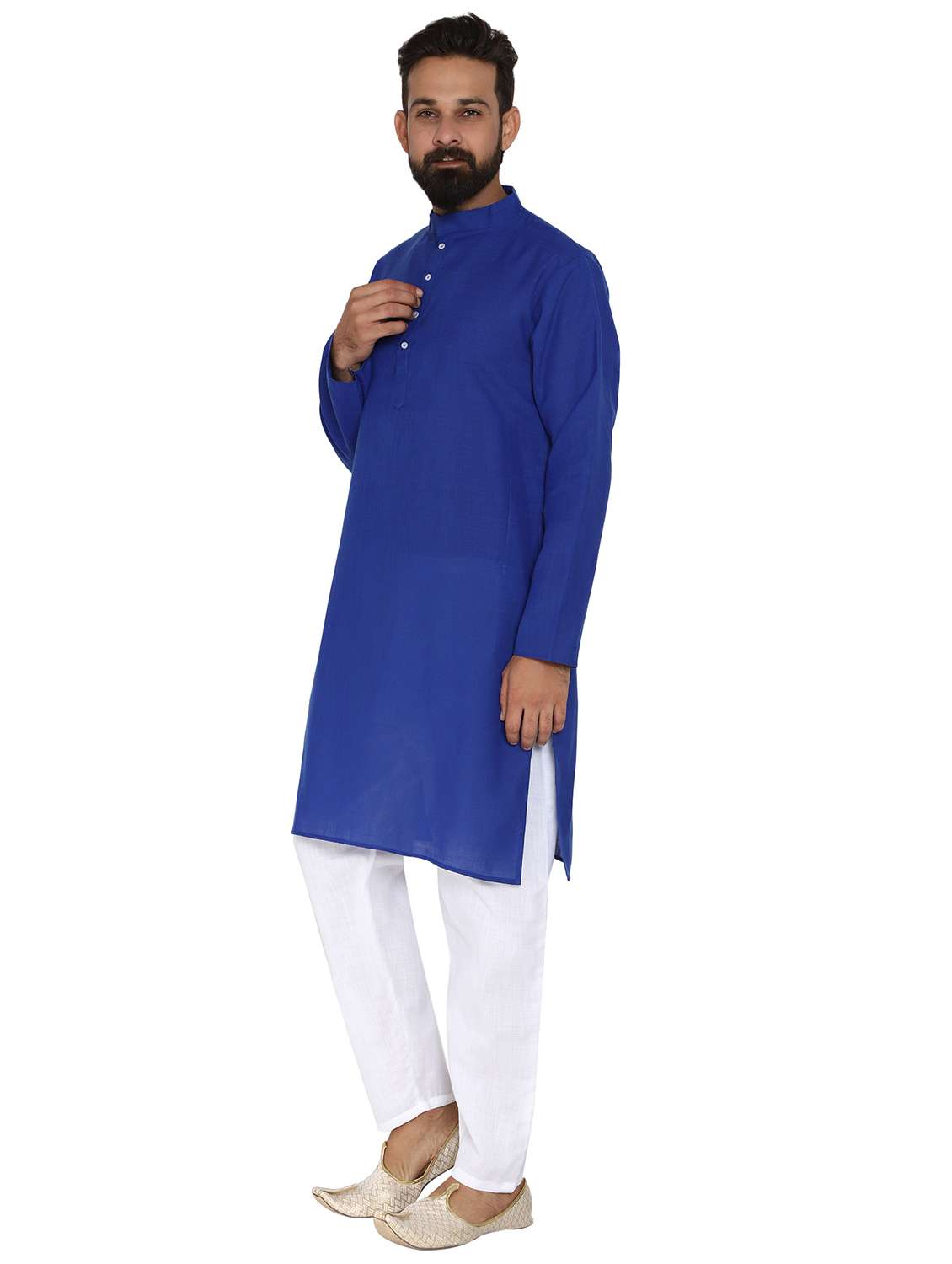 blue solid long kurta pyjama ethnic wear set - 19313966 -  Standard Image - 1
