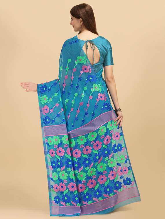 self design jamdani saree with blouse - 19322941 - Standard Image - 1