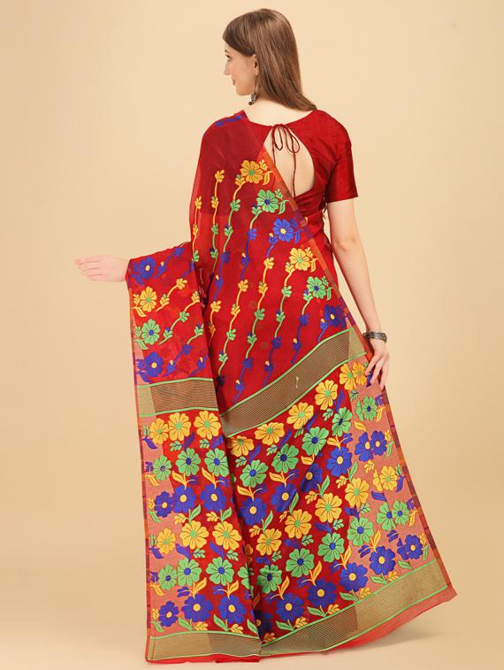 self design jamdani saree with blouse - 19322944 - Standard Image - 1