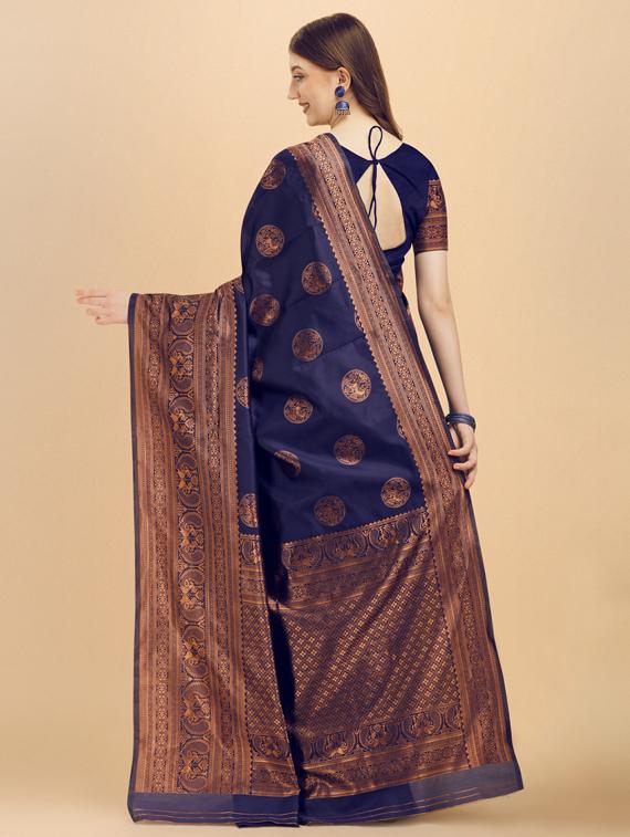 blue banarasi saree with blouse - 19322956 -  Standard Image - 1