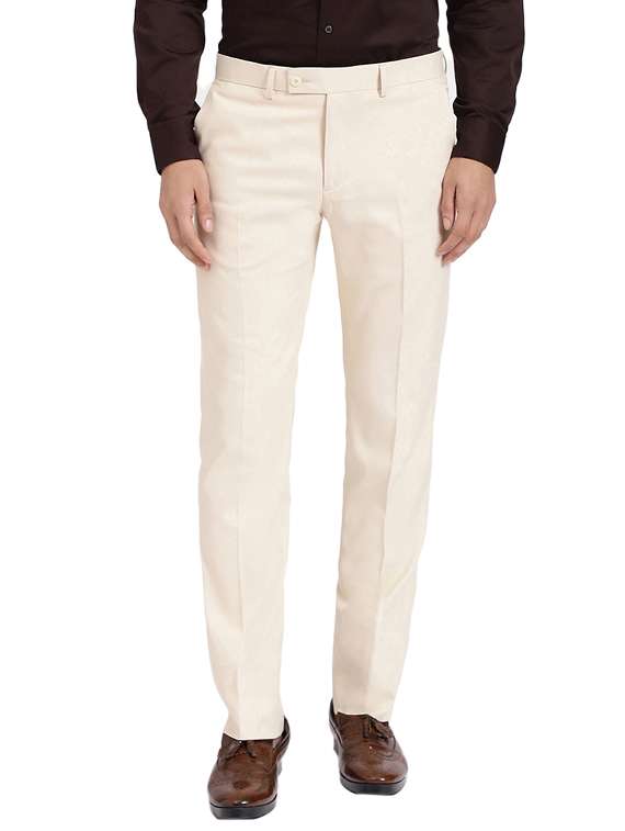beige solid formal trouser