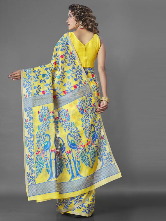 women's self design yellow colored saree - 19323497 - Standard Image - 1