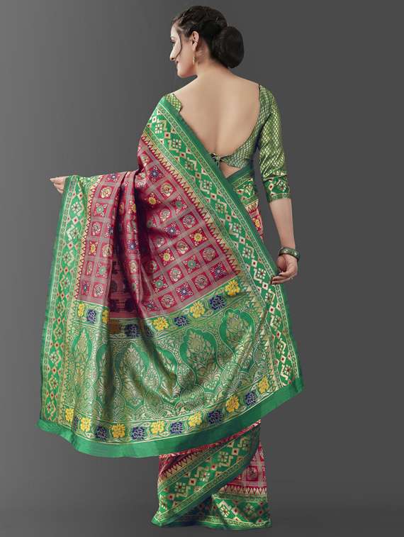 red silk banarasi saree with blouse - 19323509 -  Standard Image - 1