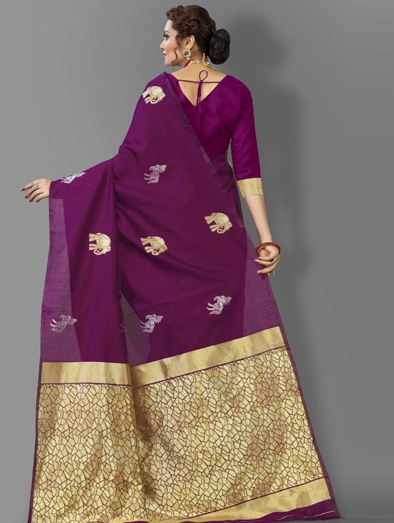 purple silk banarasi saree with blouse - 19323514 - Standard Image - 1