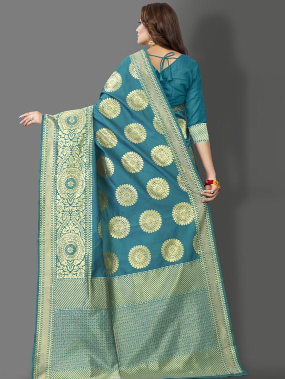light green silk banarasi saree with blouse - 19323537 -  Standard Image - 1