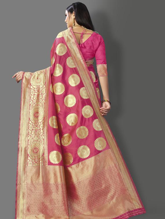 pink silk banarasi saree with blouse - 19323538 -  Standard Image - 1