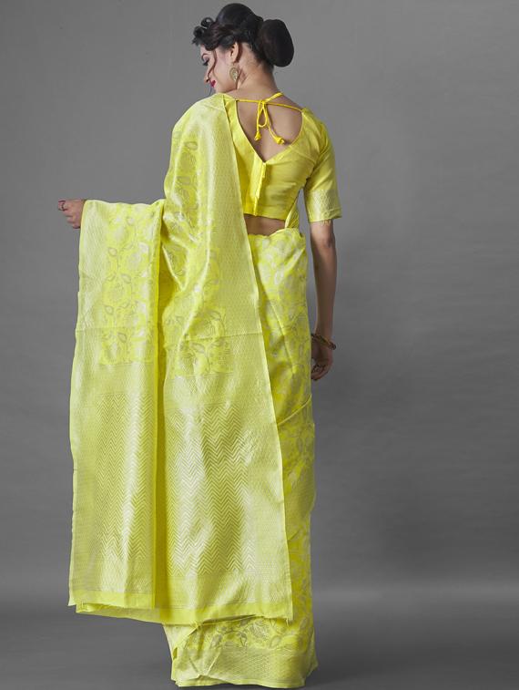 yellow silk banarasi saree - 19323546 - Standard Image - 1