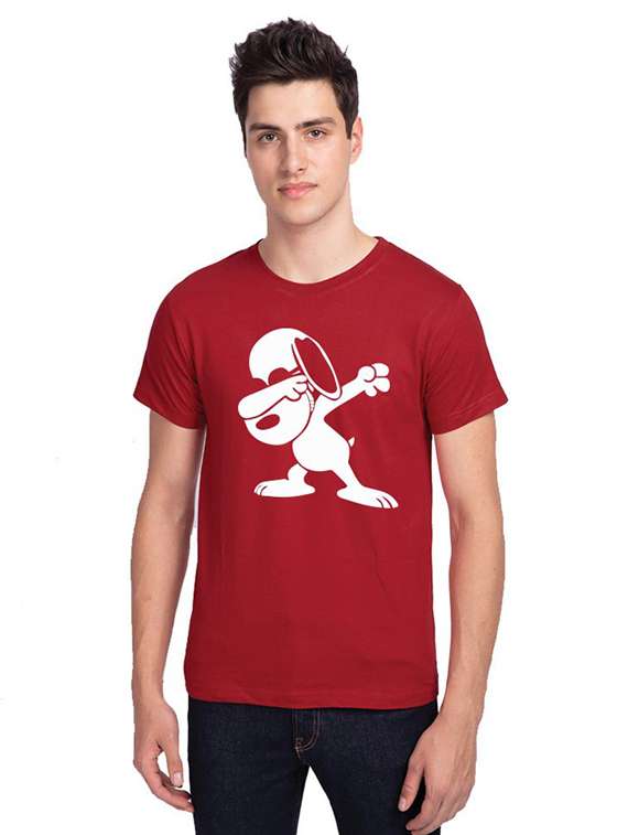 men round neck front print t-shirt