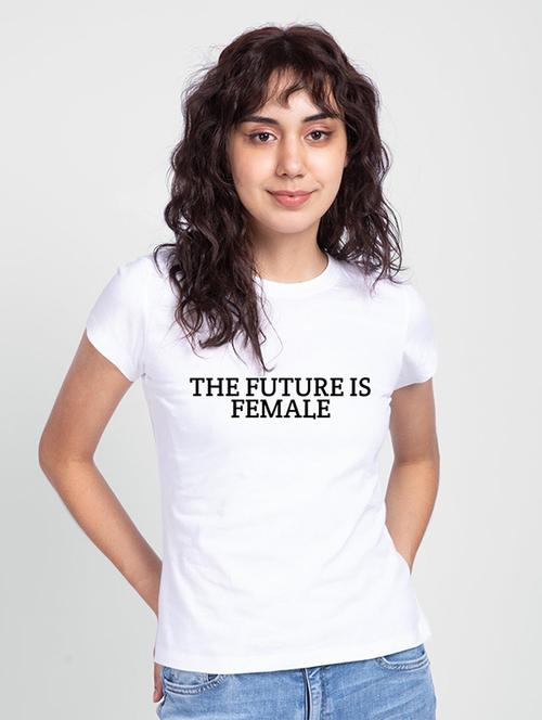 women's chest print round neck t-shirt - 19325286 - Standard Image - 0