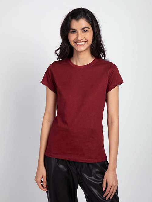 women's plain round neck t-shirt - 19325311 - Standard Image - 0