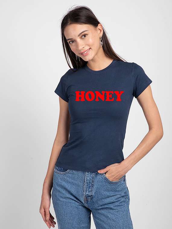 women's front print round neck t-shirt
