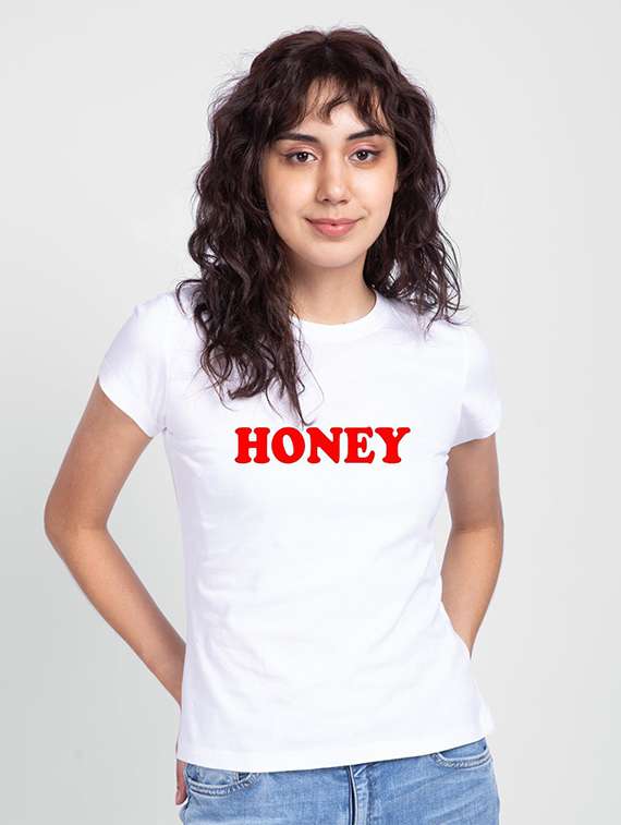 women's front print round neck t-shirt