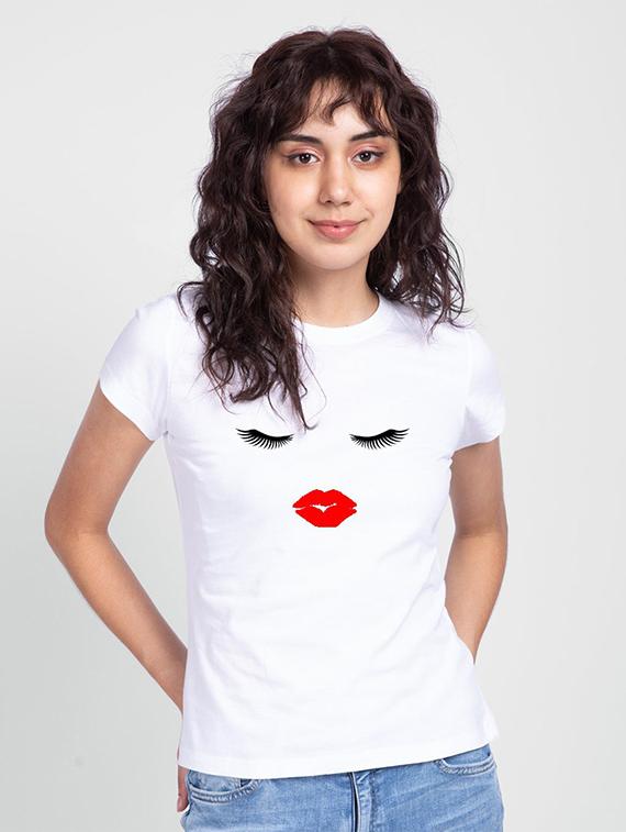 women's chest print round neck t-shirt - 19325677 - Zoom Image - 0