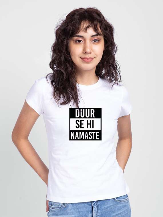 women's chest print round neck t-shirt - 19325678 -  Zoom Image - 0